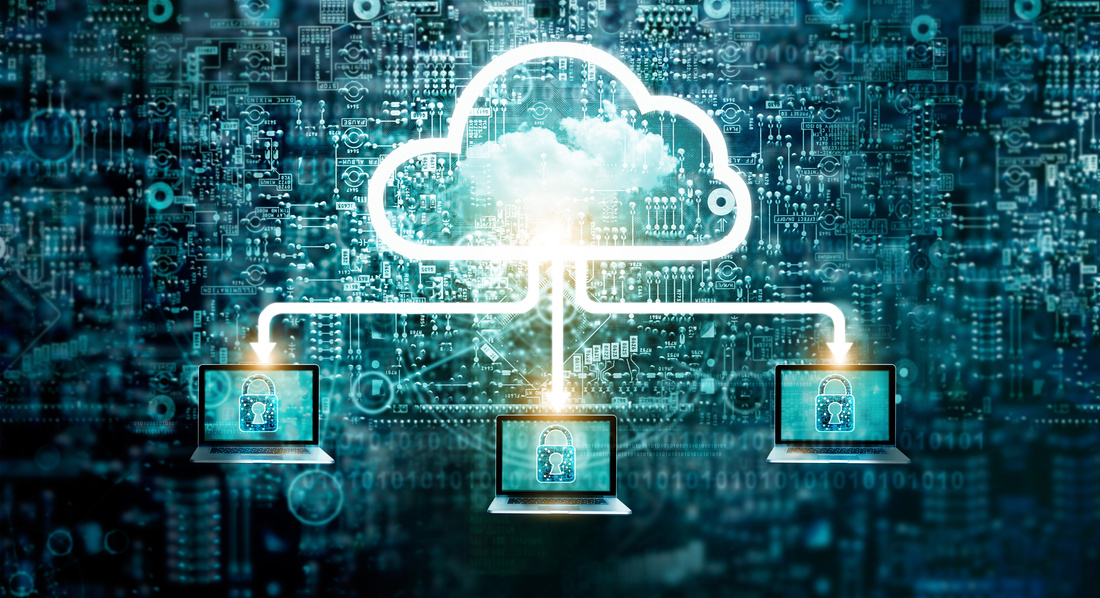 Cloud computing diagram network data storage technology service on structure circuit computer, Lock, Cyber security, Block chain, Cloud Computing Concept